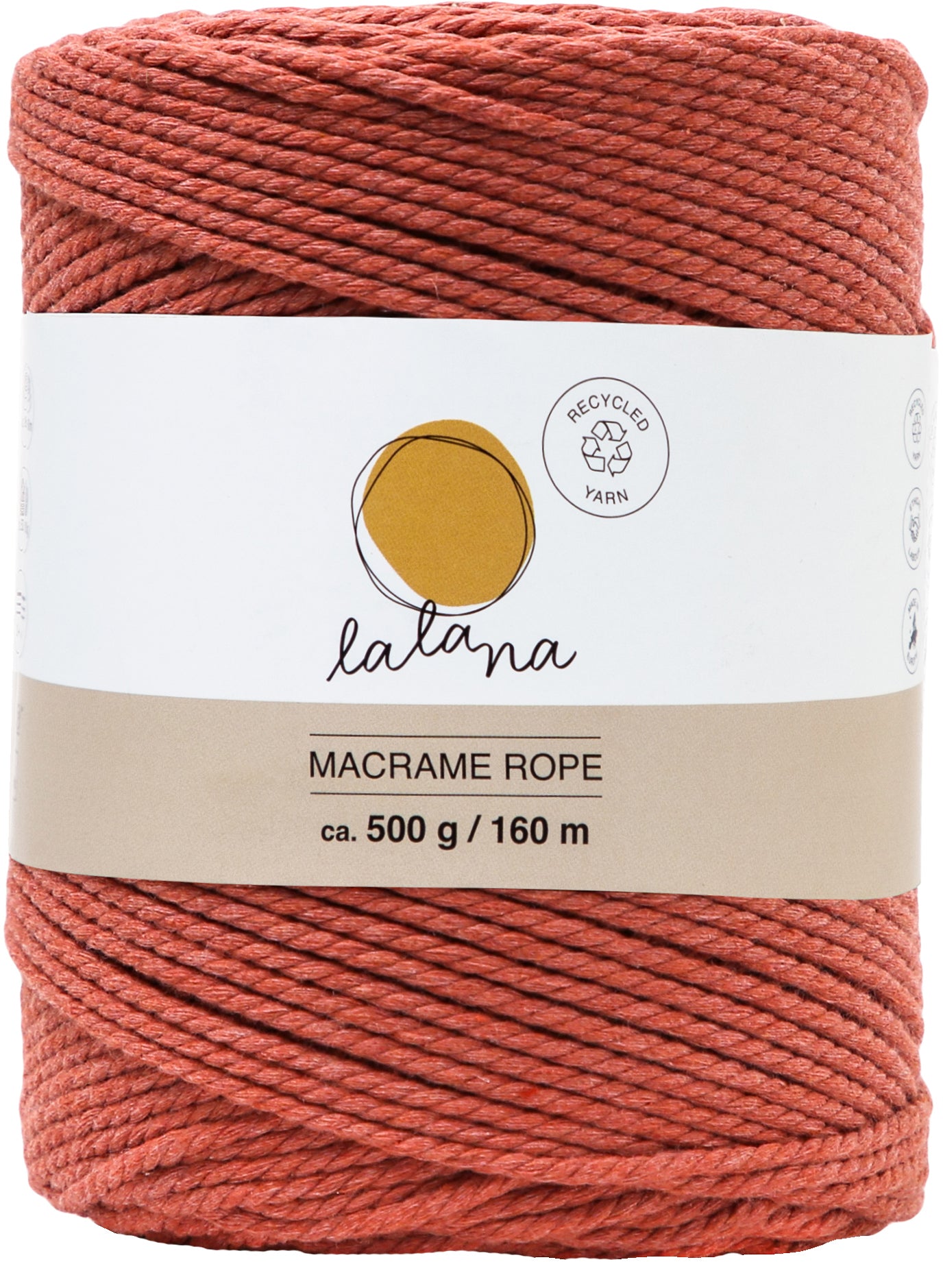 I am creative Makramee-Kordel 6203.18 Makramee-Kordel Rostrot – Ø 2 mm, 500 g, 80% Baumwolle/20% Polyester