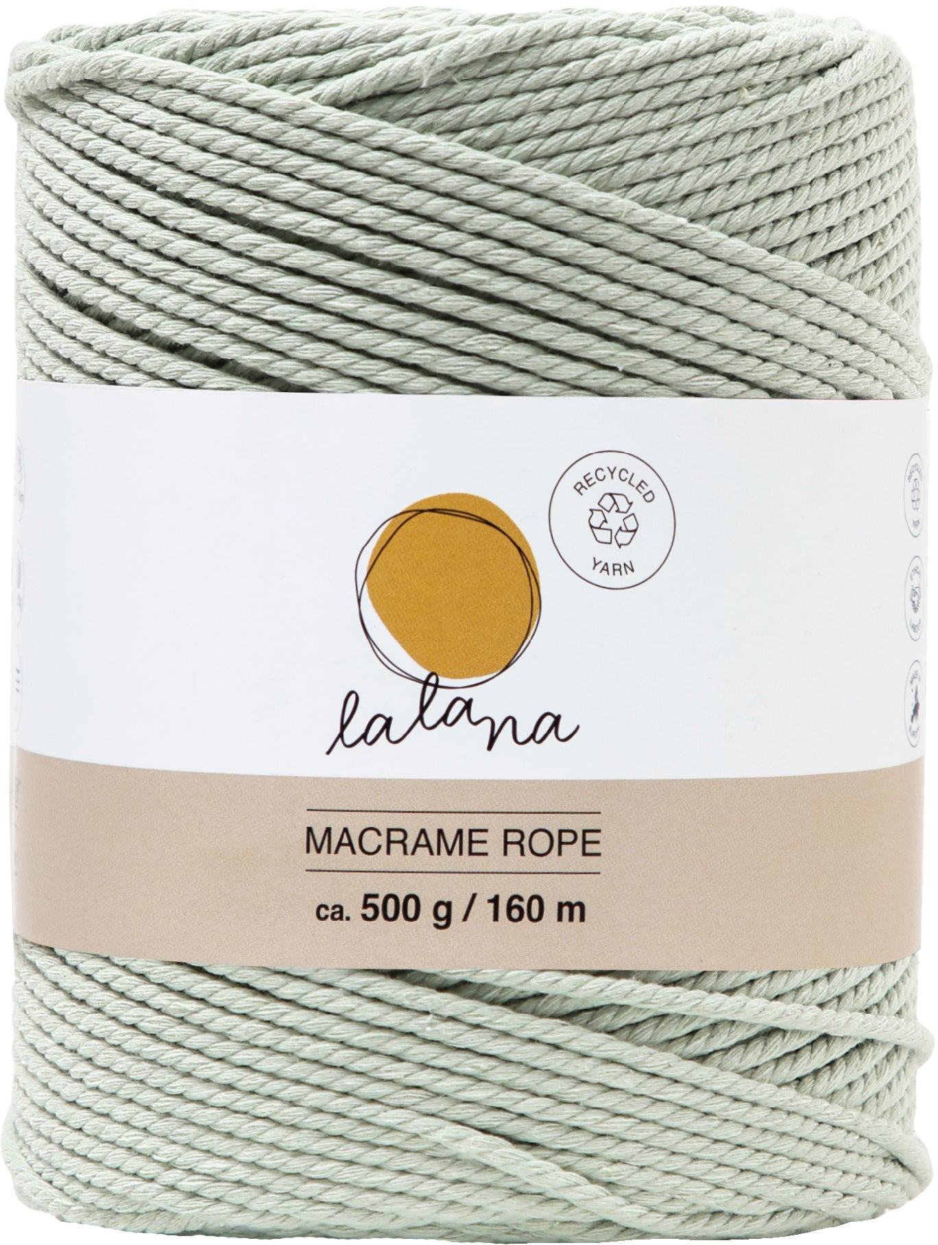I am creative Makrameekordel – 2 mm, 80% Baumwolle, 20% Polyester, Graugrün