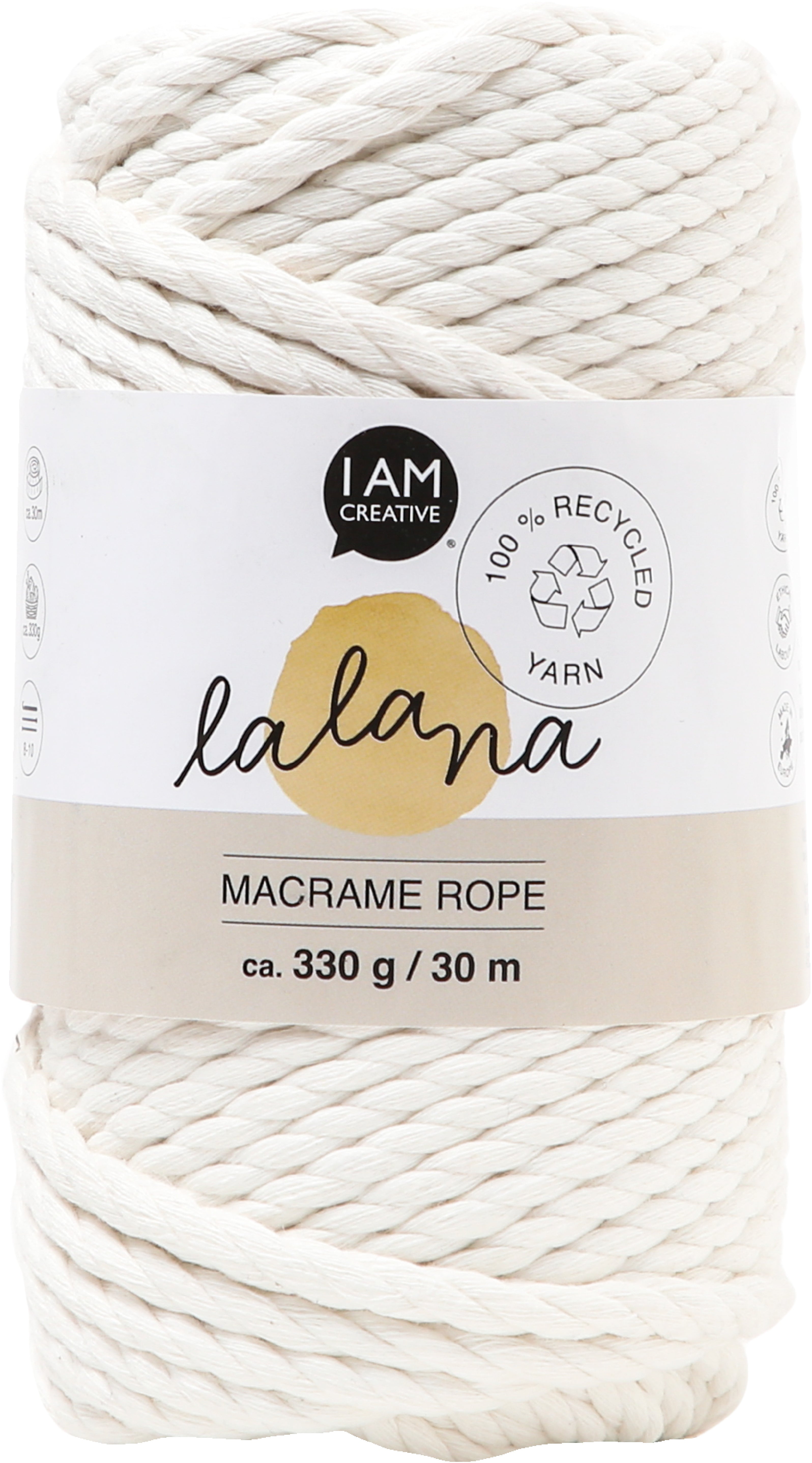 I am creative Makramee-Kordel 6205.02 Makramee-Kordel Crème – Ø 5 mm, 348 g, 100% Stoffreste