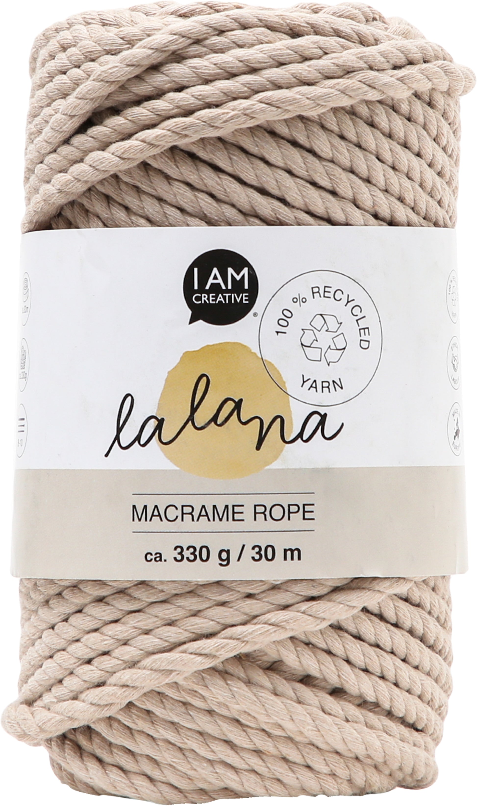 I am creative Makrameekordel – 5 mm, Recycelte Baumwolle, Beige, für Makramee, Wanddekorationen & Blumenampeln