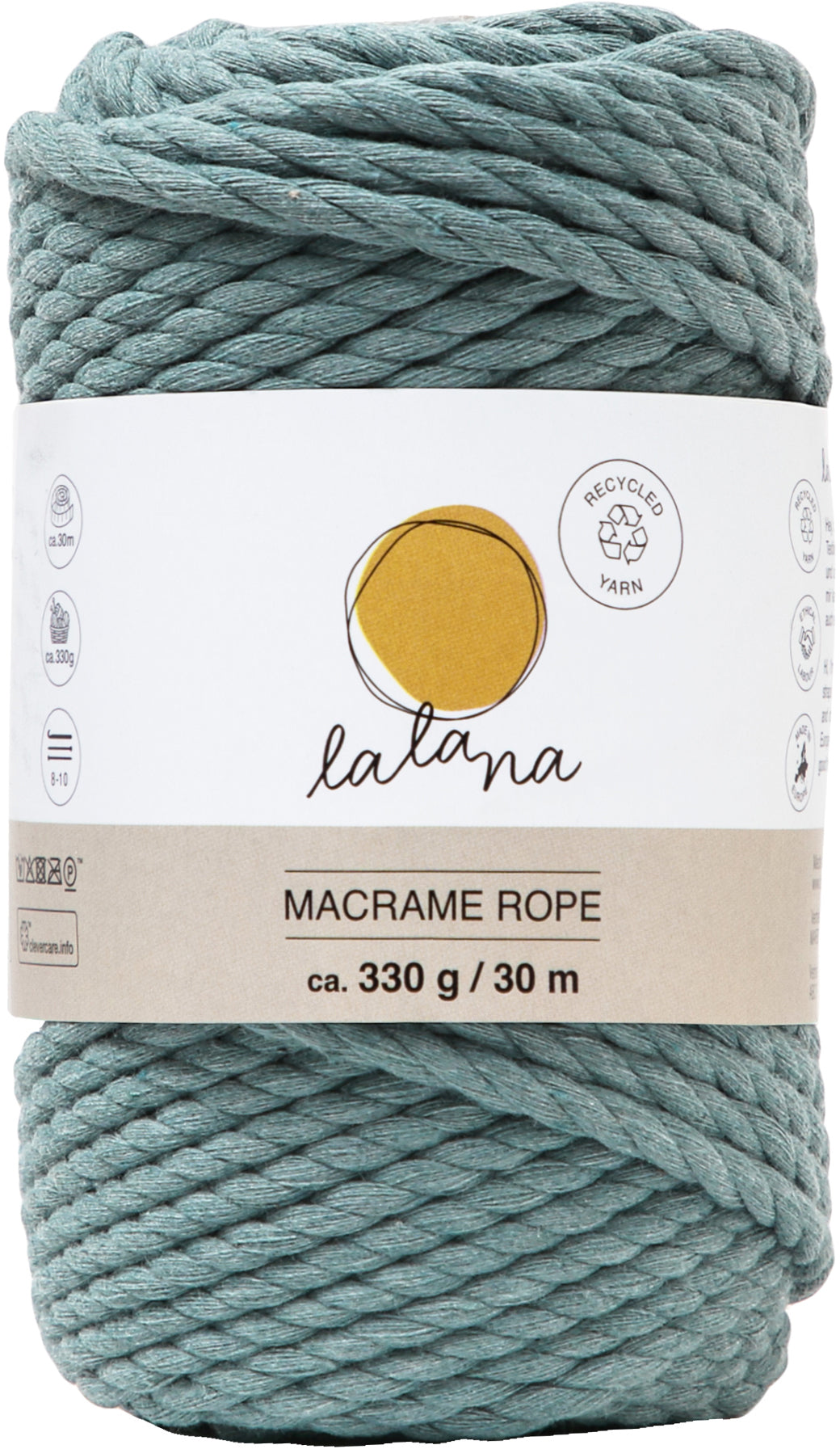 I am creative Makramee-Kordel 6205.25 Makramee-Kordel Salvia – Ø 5 mm, 352 g, 80% Baumwolle/20% Mischfasern