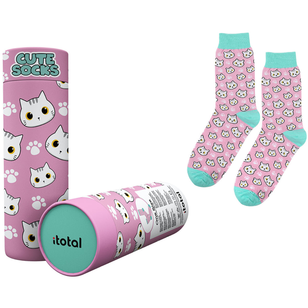 I-TOTAL Socken White Cat XL2824 – Grösse 36–41, Rosa