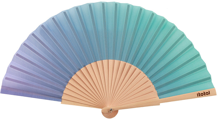 I-total Handfächer Ombre – 23 cm – Blau, Grün