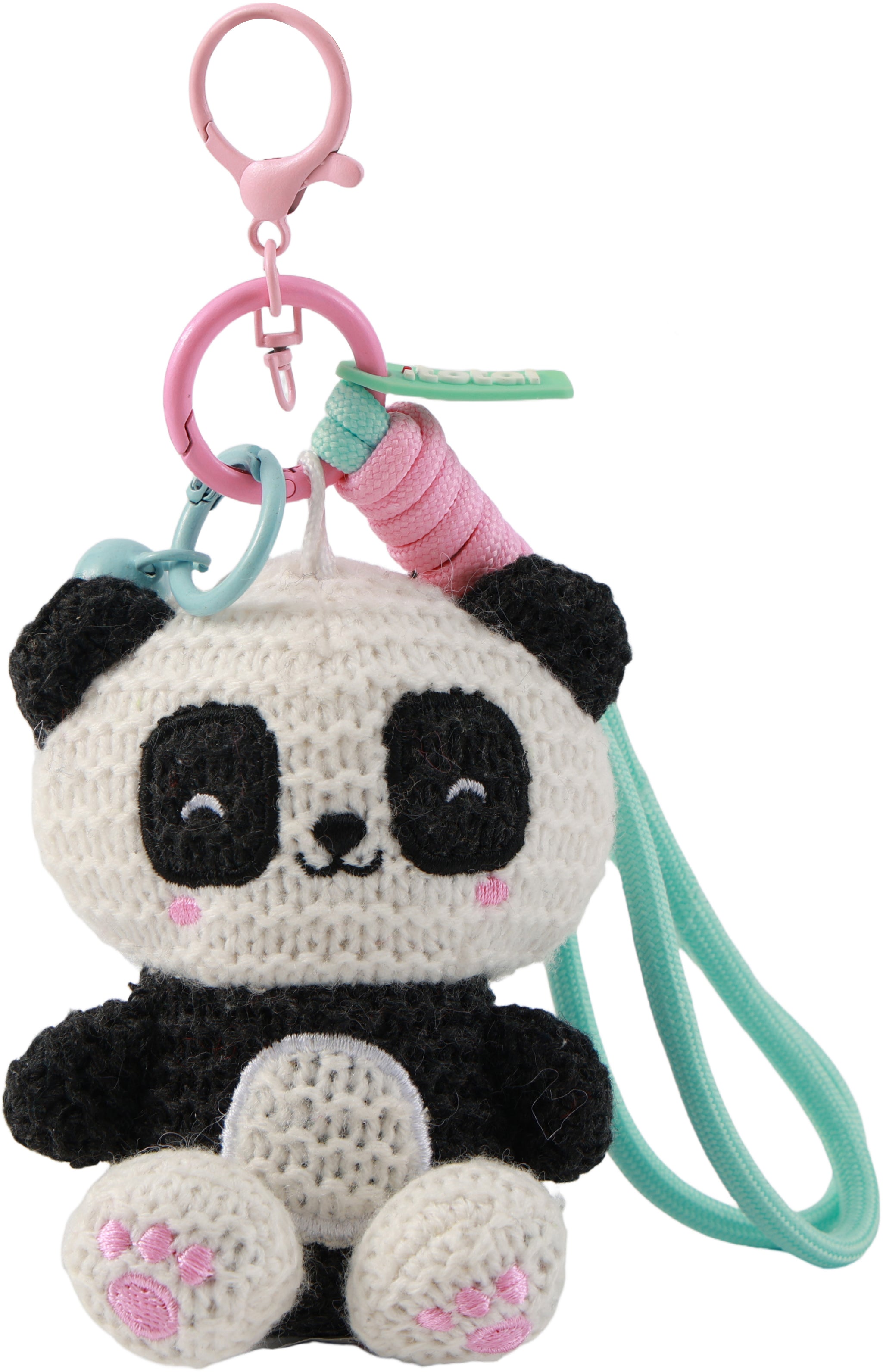 I-total Plüsch-Schlüsselanhänger Panda – Handgehäkelt, Textil
