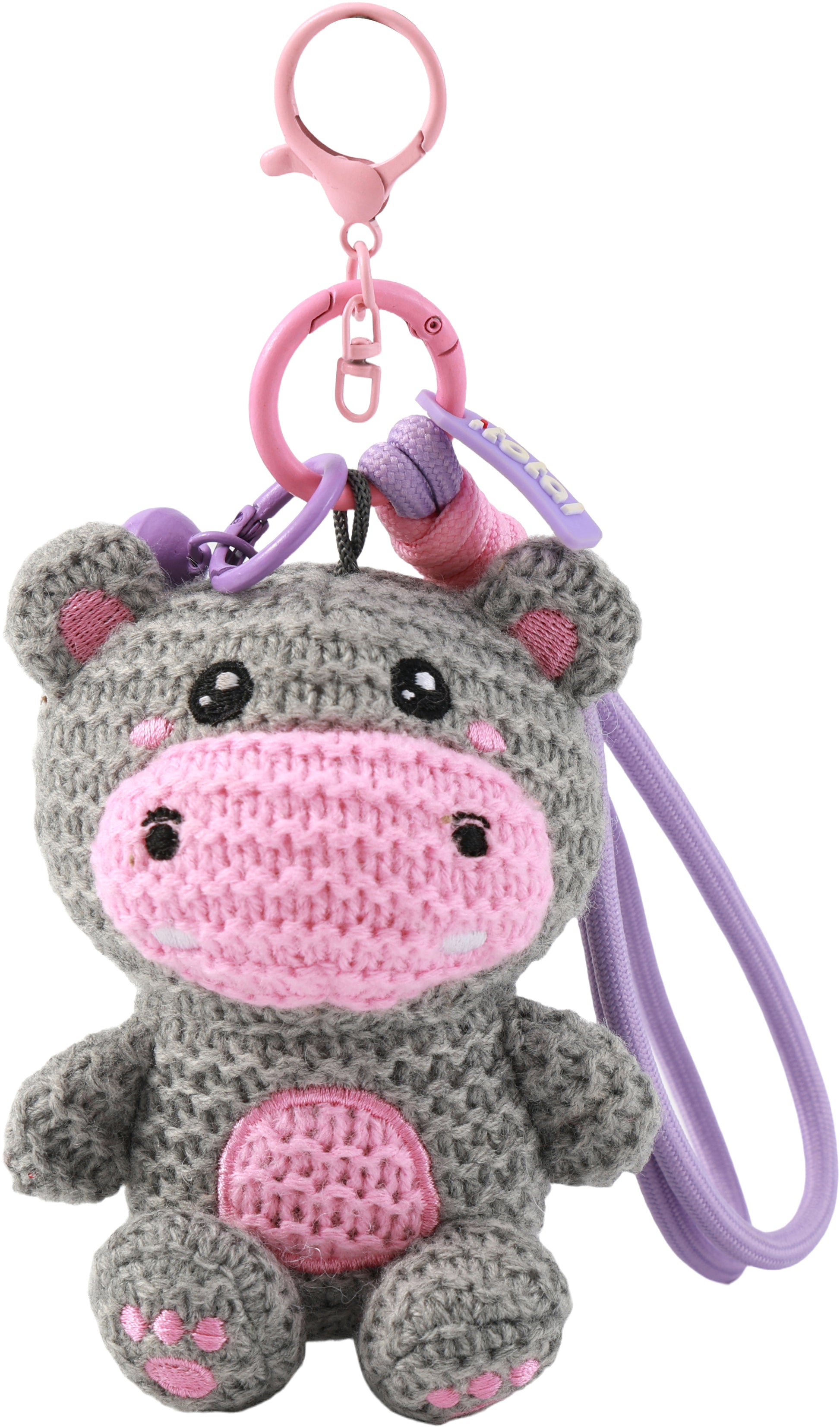 I-total Plüsch-Schlüsselanhänger Hippo – Handgehäkelt