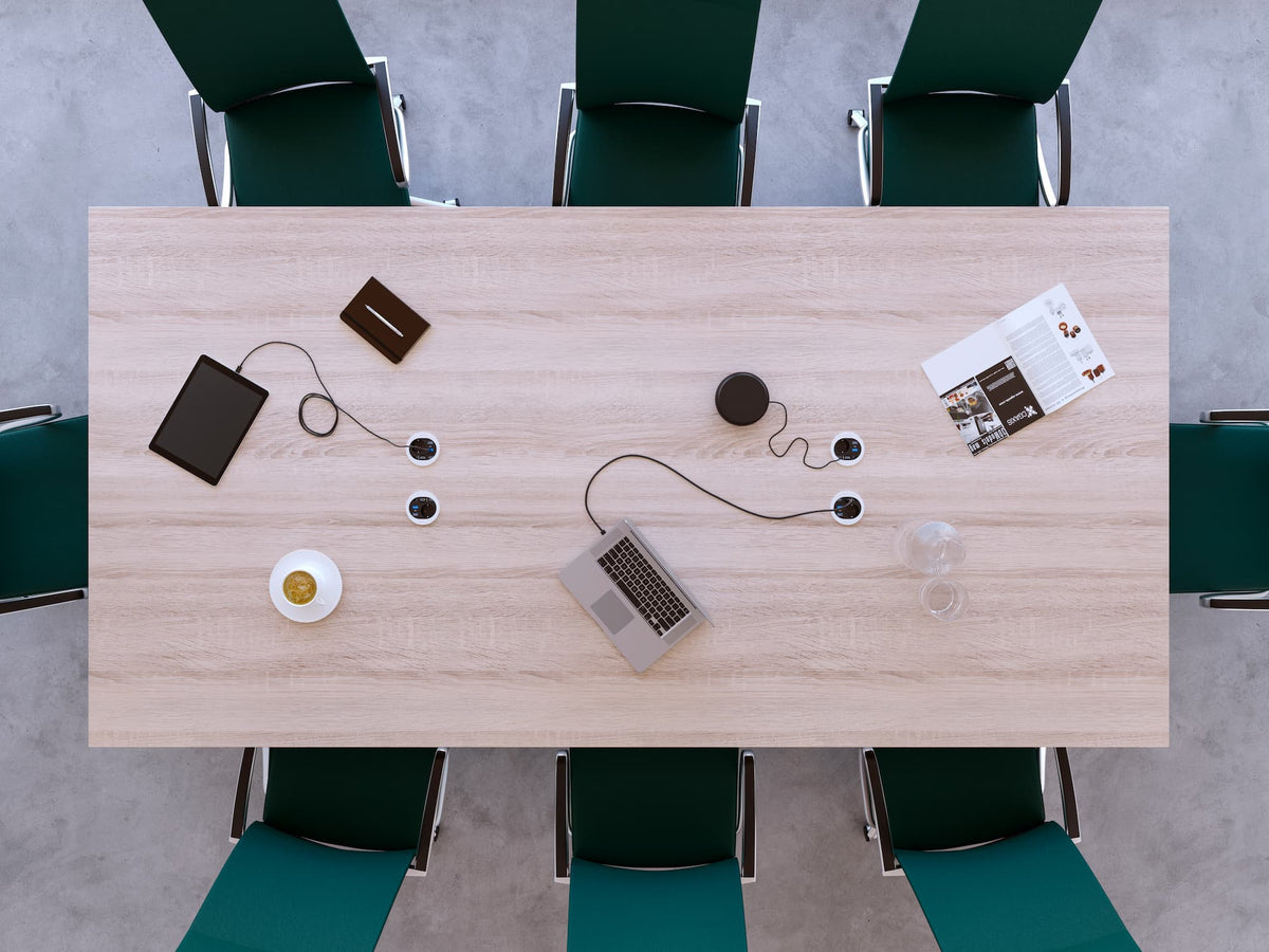 Max hauri connect DIVUS Steckdoseneinheit – 1× Typ 13, 2× USB-C (15 W, gesamt 20 W), RJ-45 Cat.6 – 3,2 m Zuleitung – Schwarz