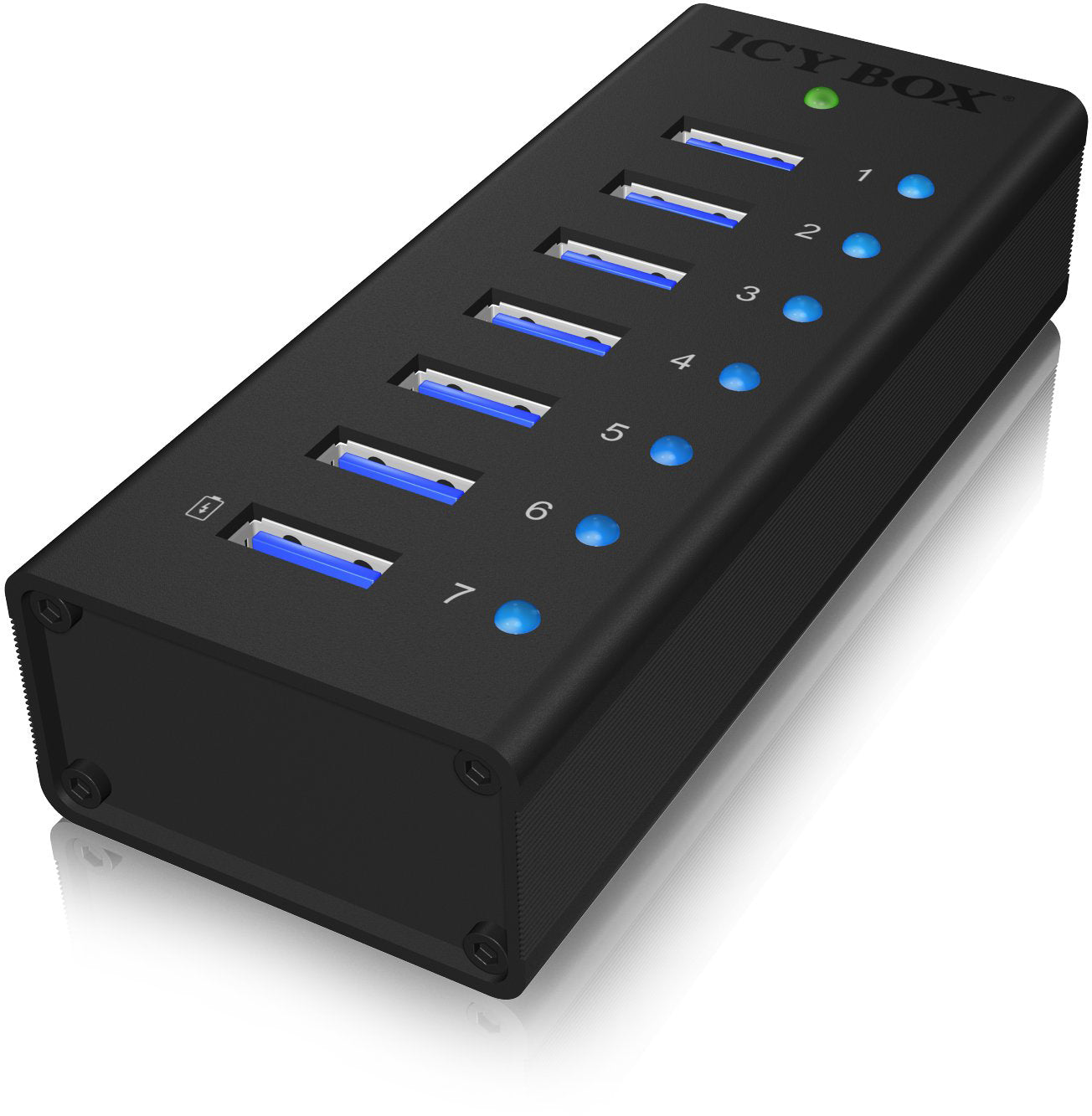 ICY BOX IB-AC618 USB-Hub – USB 3.0, 7× USB-A
