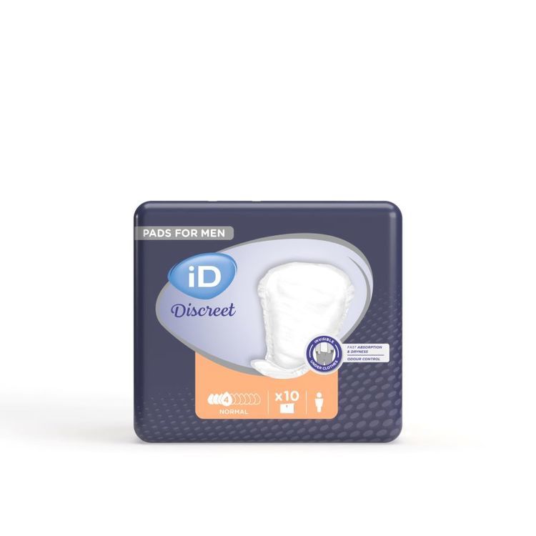 iD Inkontinenzeinlage für Männer Discreet – Normal – 10 Stk, 385 ml – orange