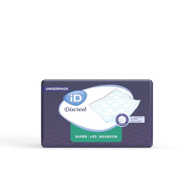 iD Slipeinlagen Discreet Super – 60 × 60 cm, 30 Stk – grün – 935 ml