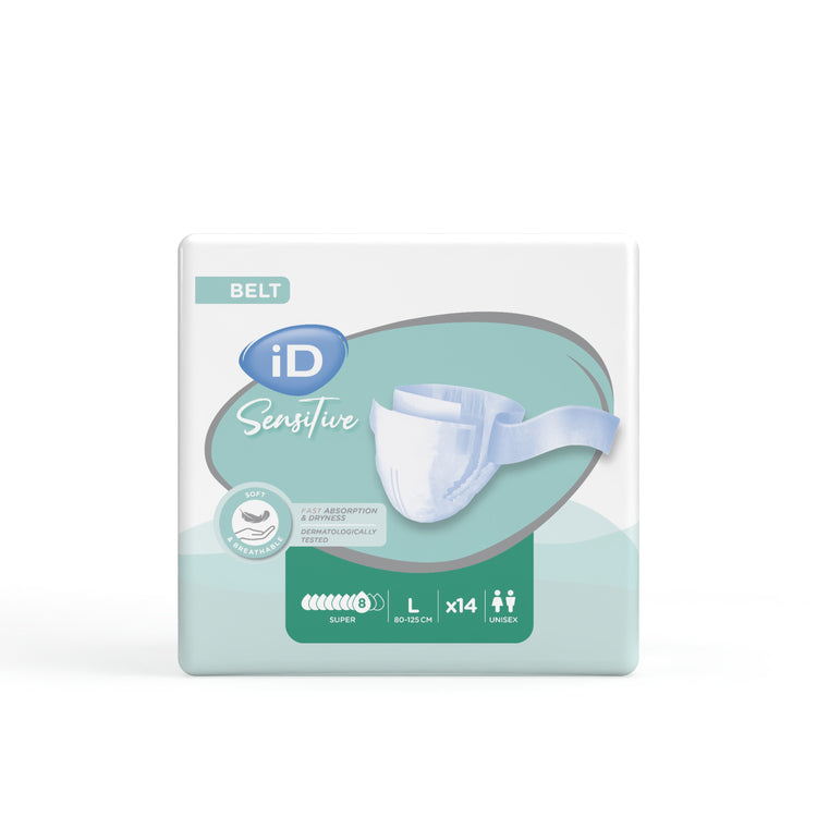 iD Inkontinenzversorgung Sensitive Belt Super – Grösse L, 14 Stk., 2,64 l – grün