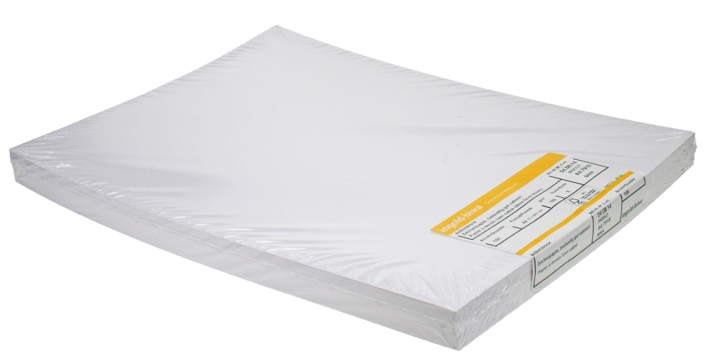 Ingold-biwa Zeichenpapier – A3, 160 g/m², weiss, satiniert, blanko, 100 Blatt – FSC