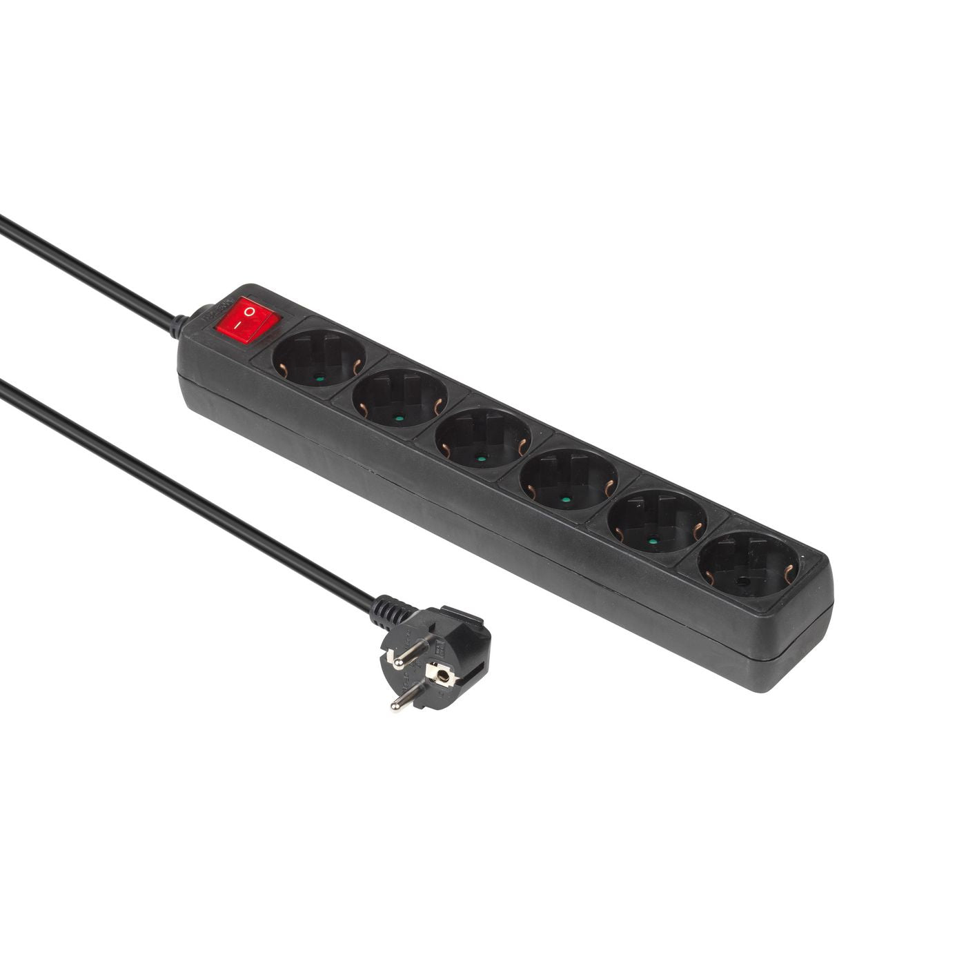 Microconnect Steckdosenleiste – 6× Schuko (Typ F), mit Schalter, IP20, schwarz