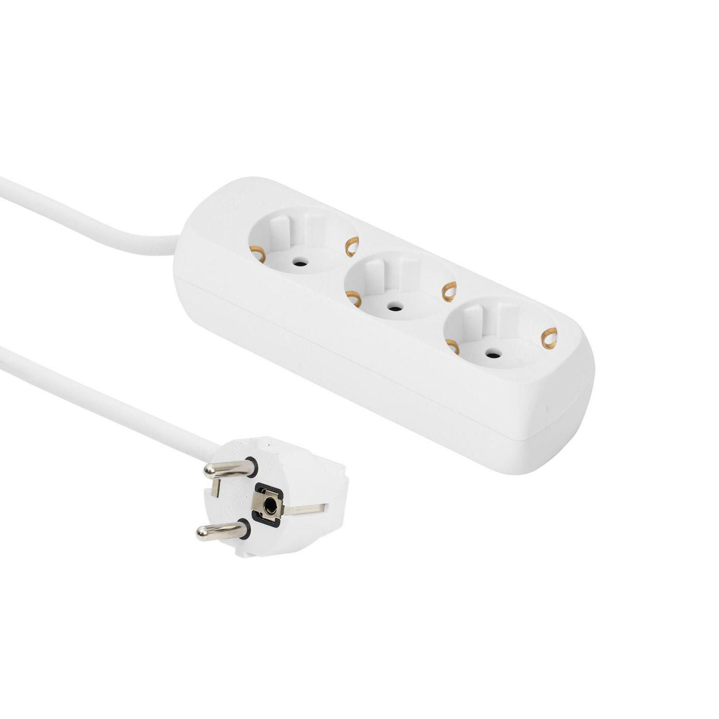 Microconnect Steckdosenleiste – 3× T13, 5 m, ohne Schalter, Kinderschutz, weiss