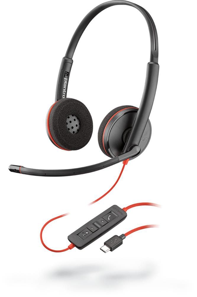 Poly re C3220 Office-Headset – On-Ear, Stereo, Kabel, USB-C, Schwarz