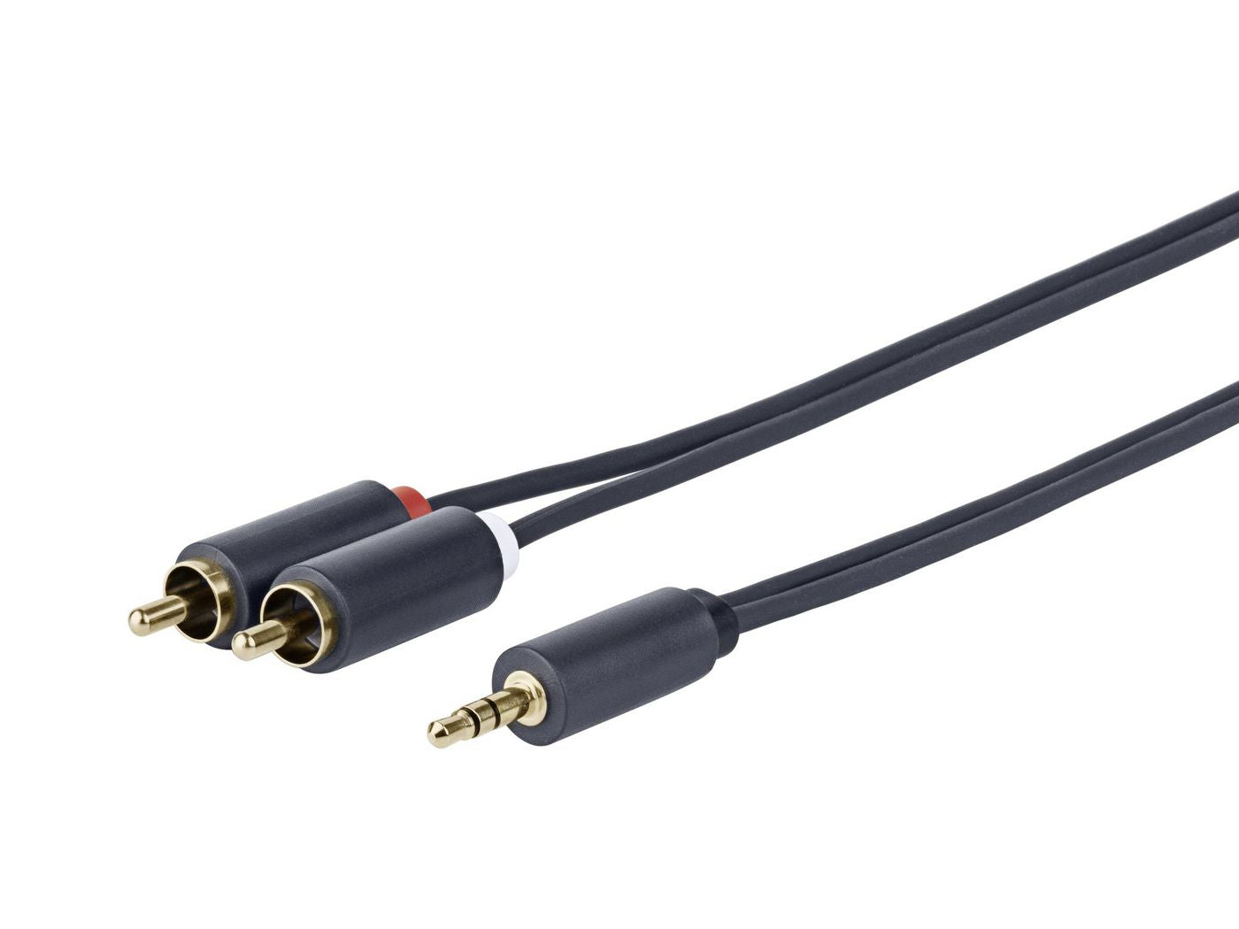 Vivolink 3,5-mm-auf-2×-Cinch-Adapterkabel – 3,5-mm-Klinkenstecker zu 2× Cinchstecker – 20 m, vergoldete Stecker