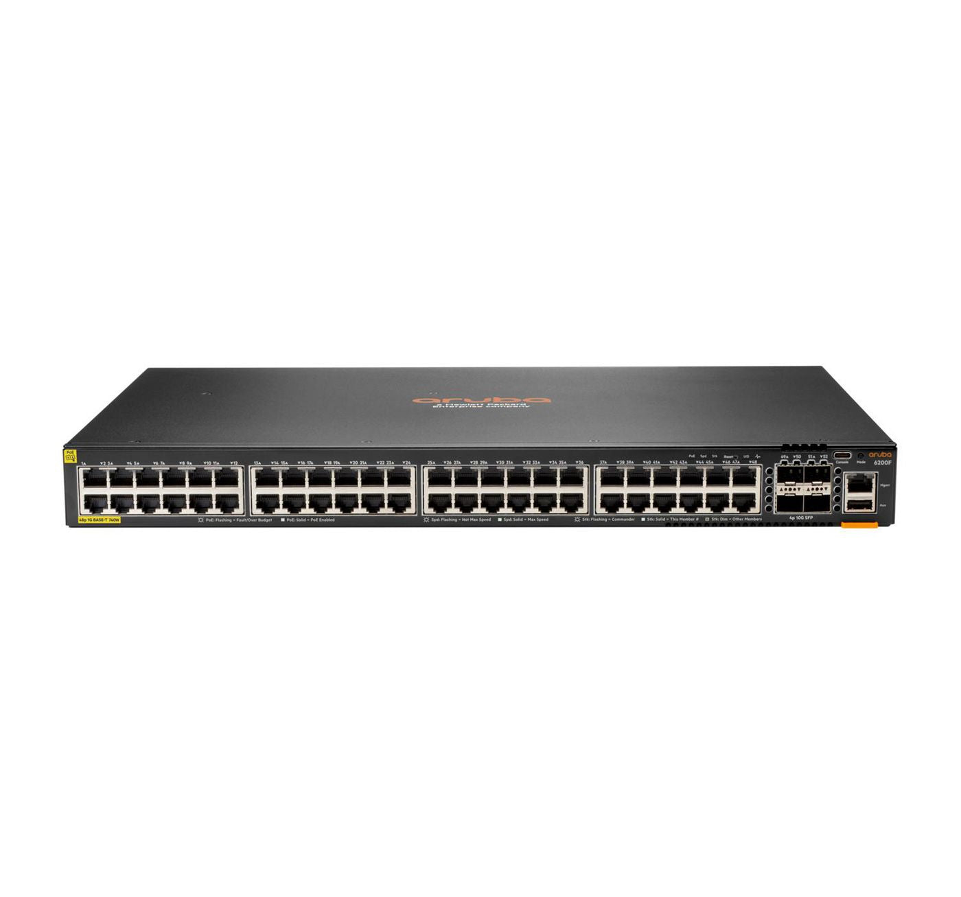 HPE Aruba 6200F 48G – Managed Switch – 48×GbE, 4×SFP+, L3, PoE+ 740 W, 1U