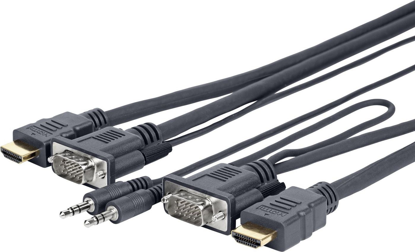 Vivolink PROVGAHDMIFLY7 Kabel VGA + 3,5 mm zu HDMI – 1920 × 1080 @ 60 Hz, 5 m, vergoldet, Audio