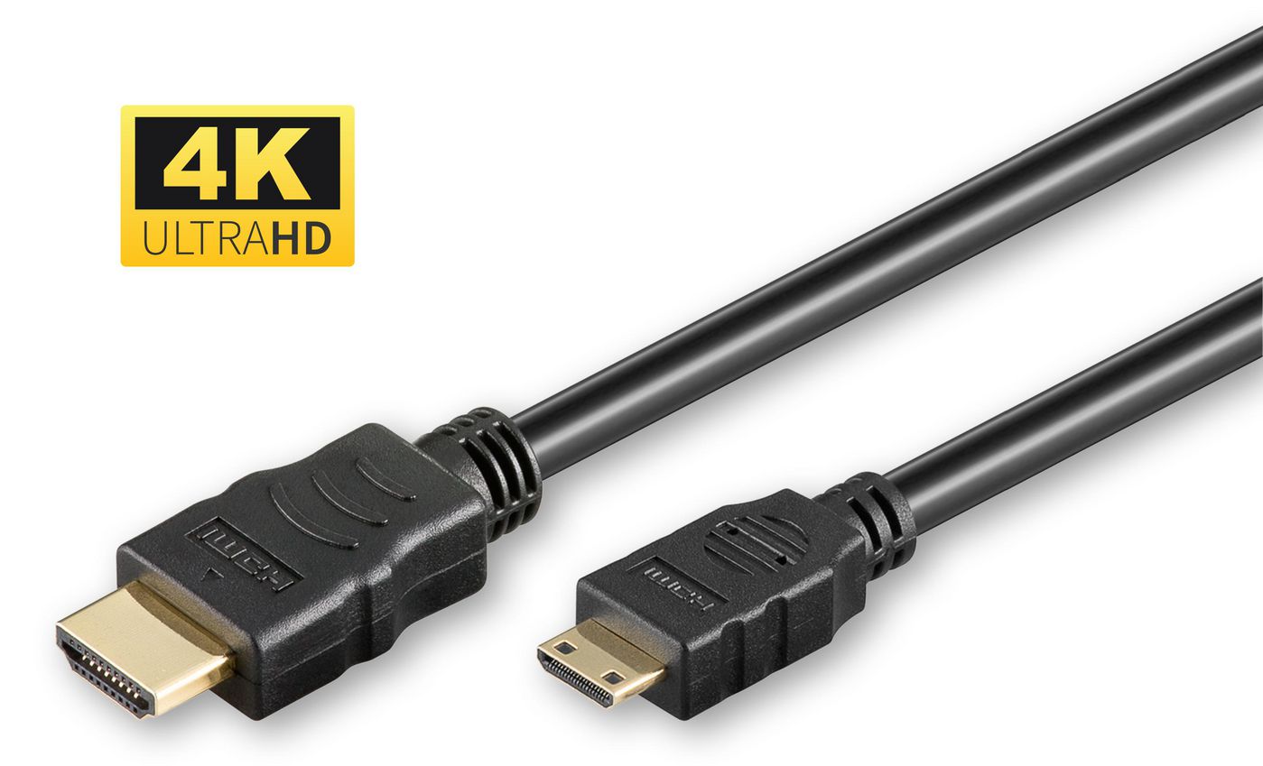 Microconnect Mini HDMI auf HDMI Kabel HDMI 1.4 4K 30 Hz – 2 m – HDR, ARC – für Canon, Sony, Panasonic