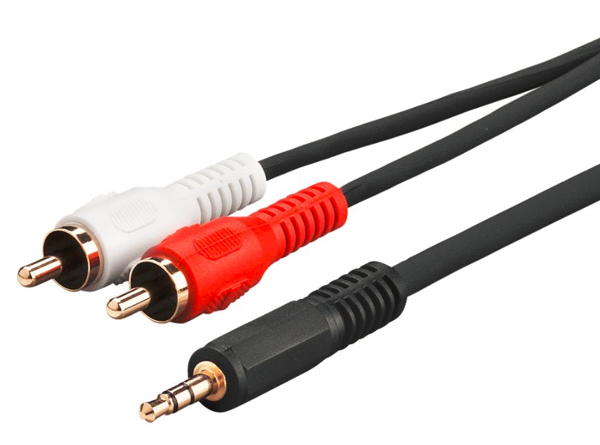 Microconnect 3,5-mm-auf-2×-Cinch-Adapterkabel – Stecker-zu-Stecker – 1,5 m, vergoldete Stecker