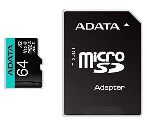 ADATA Premier Pro microSDXC 64 GB – UHS-I, Klasse 10, U3, V30, A2, 100/80 MB/s, inkl. SD-Adapter