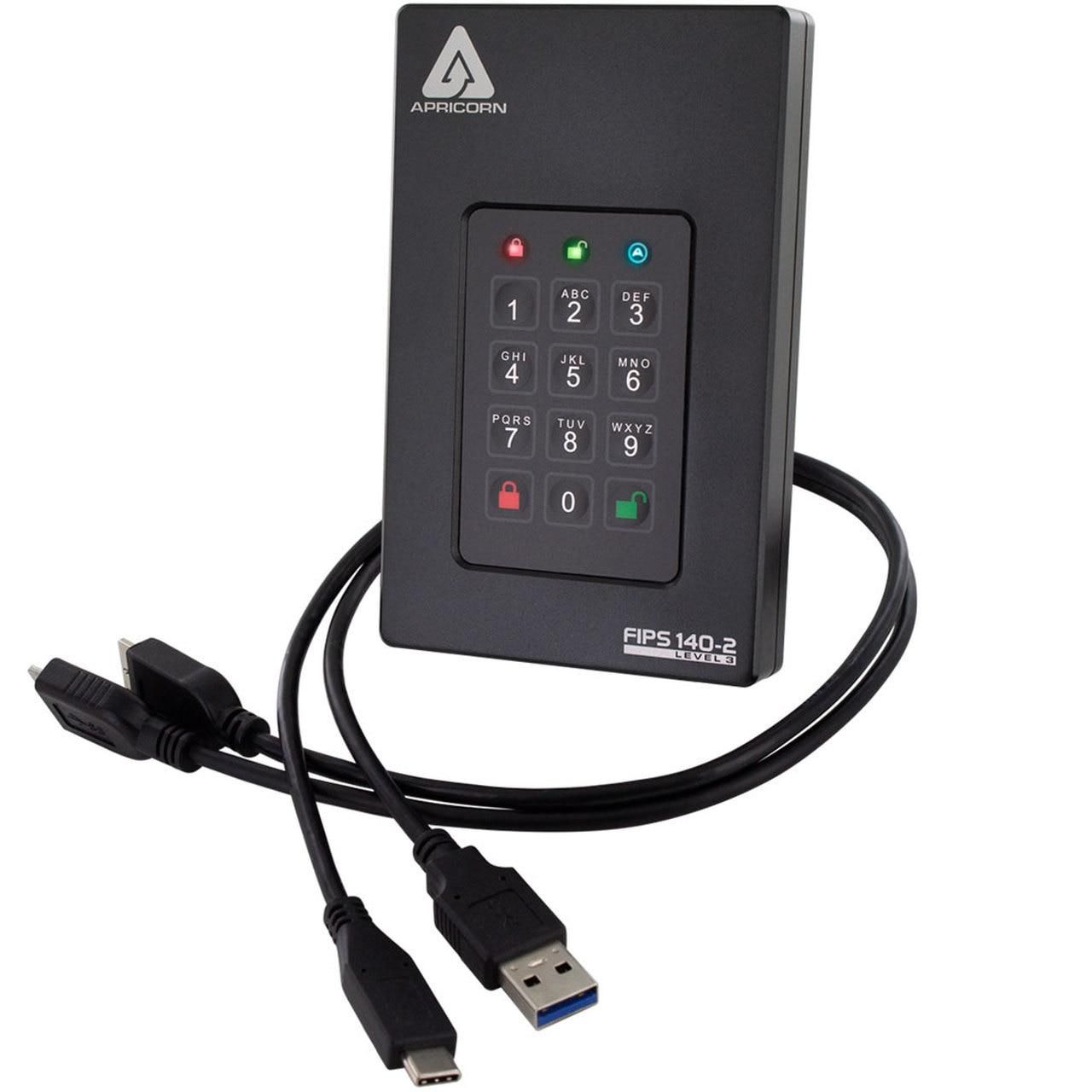 Apricorn Fortress L3 – 2 TB, USB 3.2 Gen 1 (USB Typ-A auf USB Typ-C)