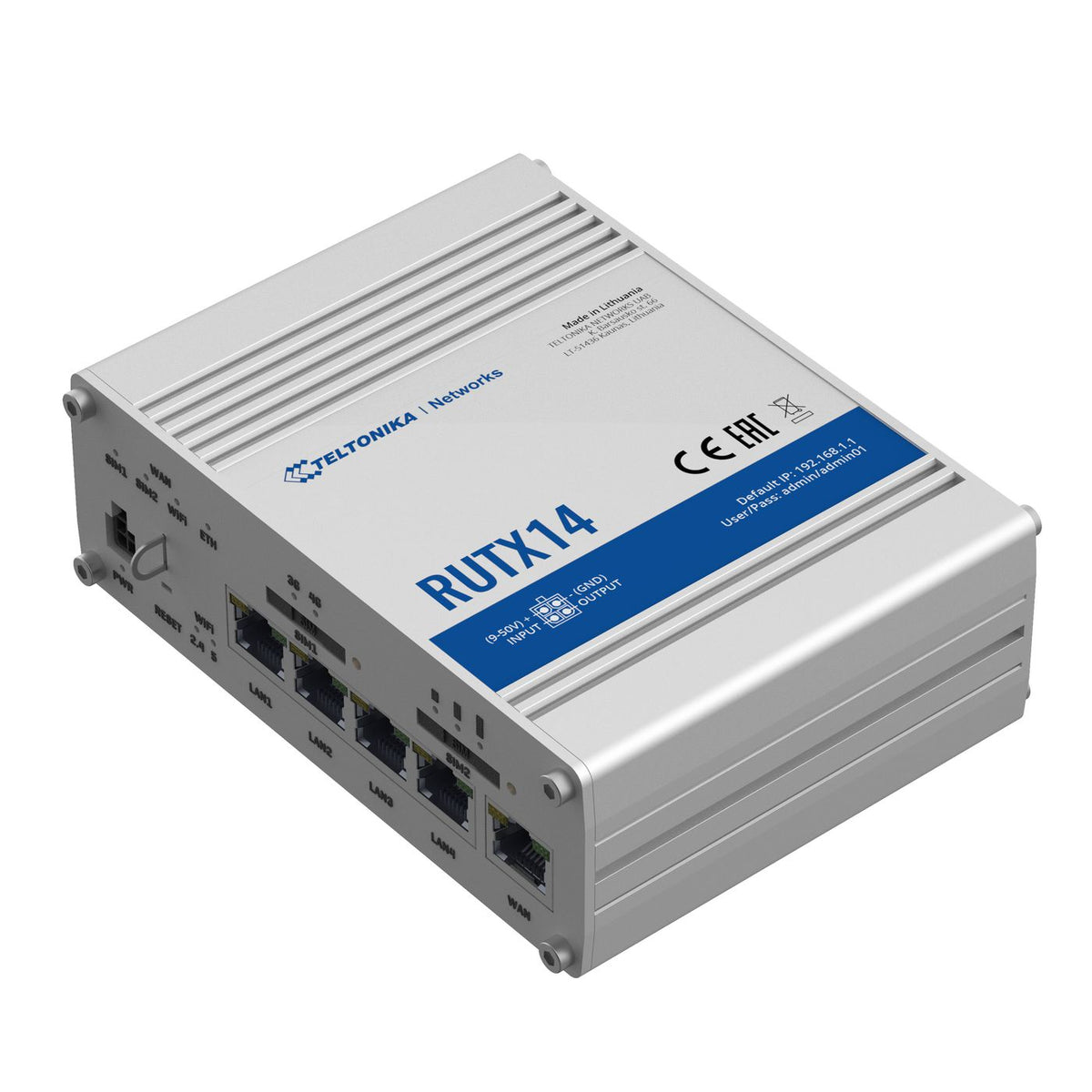 Teltonika RUTX14 – LTE-Router, Wi-Fi 5, Dual-Band (2,4/5 GHz), LTE, Dual-SIM, 5x RJ-45, 1x USB 2.0