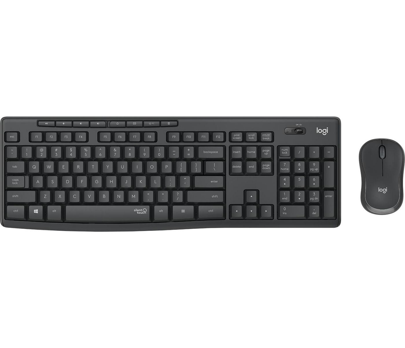 Logitech MK295 – Tastatur-Maus-Set – 2,4 GHz USB-A (Nano-Empfänger) – QWERTZ (DE) – Silent – Graphit