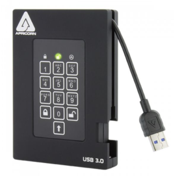 Apricorn Aegis Vorhängeschloss Fortress – 4 TB, 2,5" SATA SSD, USB 3.2 Gen 1 (USB-A)