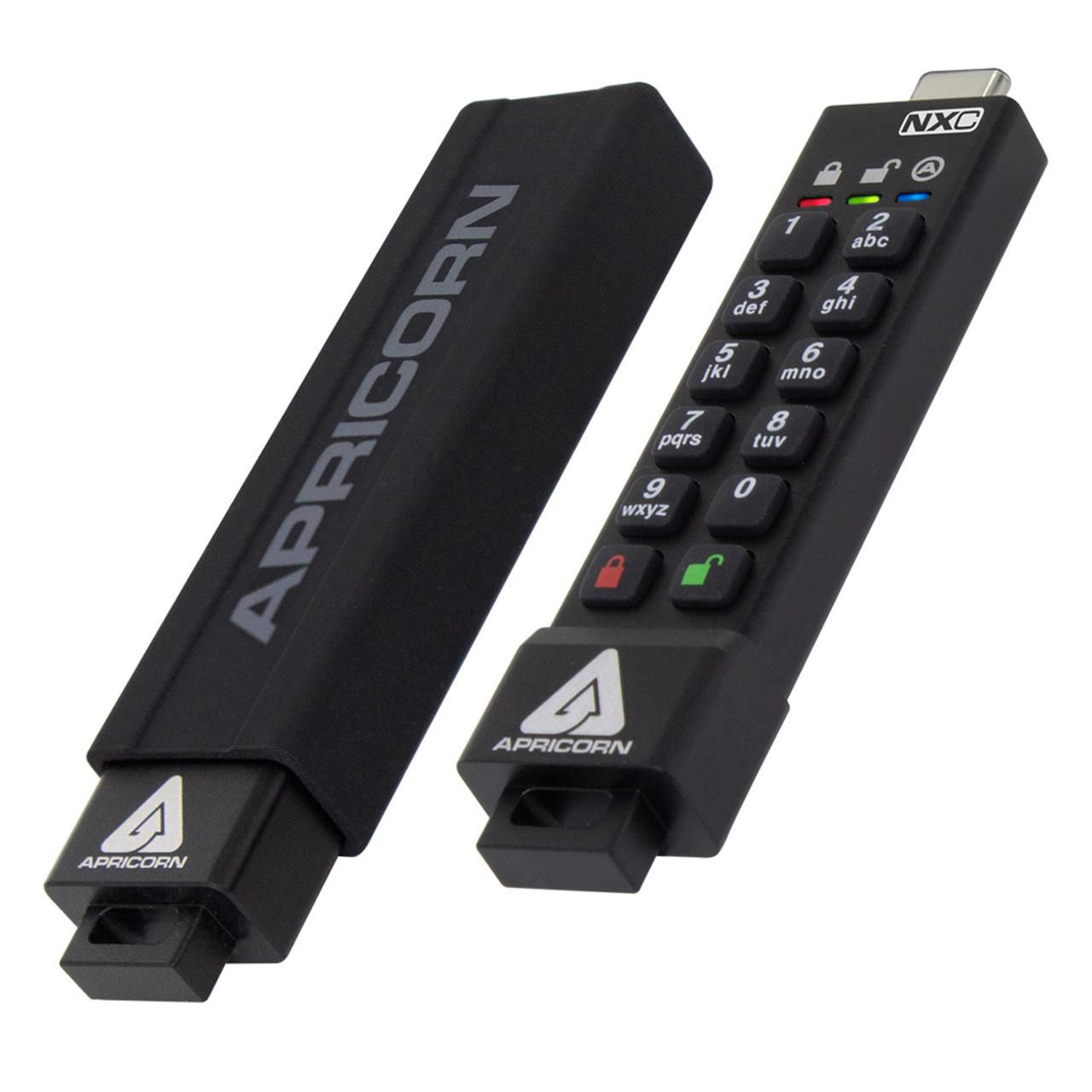 Apricorn Aegis Secure Key 3NXC – 64 GB, USB Typ-A, USB 3.2 Gen 1, IP68, PIN-geschützt, Hardwareverschlüsselung