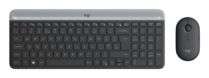 Logitech MK470 Slim – Tastatur- und Maus-Set – QWERTZ (DE) – RF 2,4 GHz, Full-Size, USB-A Nano, Graphit
