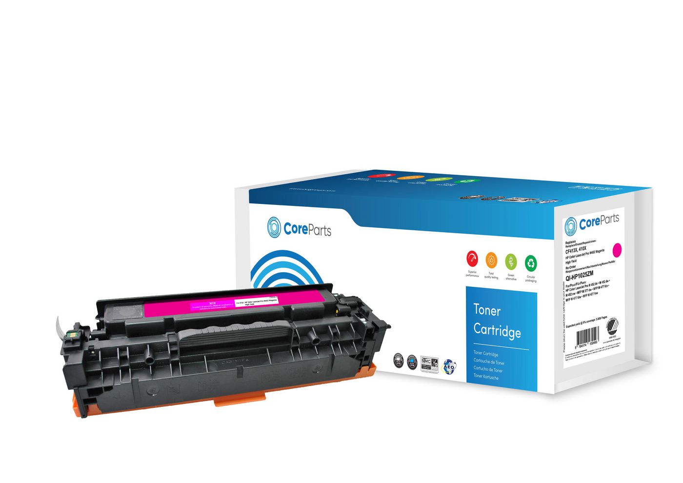 CoreParts Toner CF413X – Magenta, 5000 Seiten – für HP Color LaserJet Pro M452 (410X)