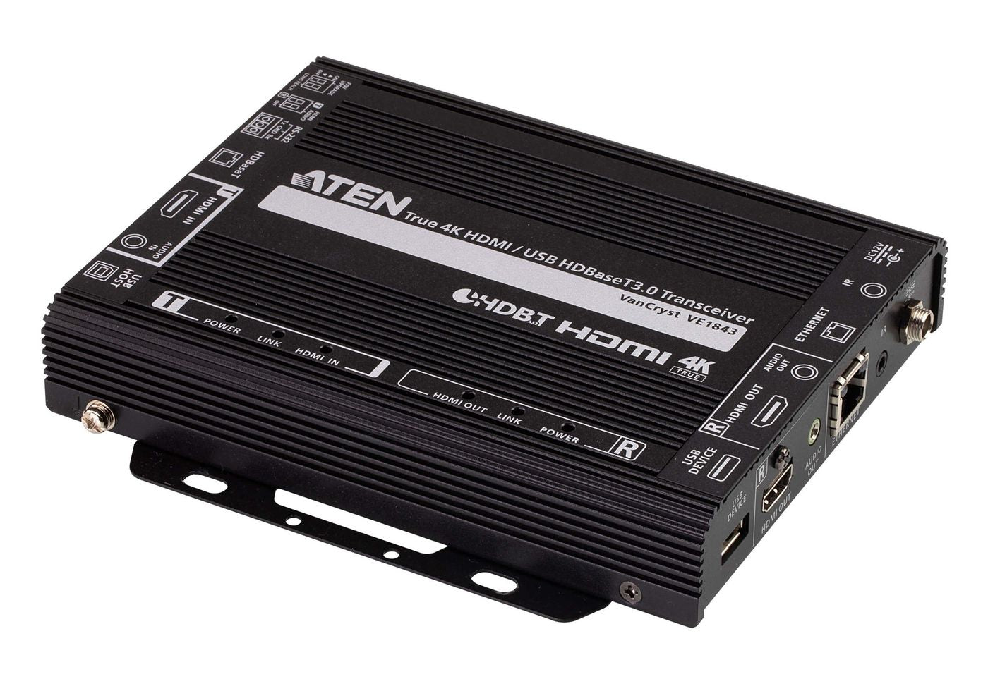ATEN True 4K VE1843 – AV-Repeater – 4K UHD (4096×2160), HDBaseT 100 m – Schwarz, Metall