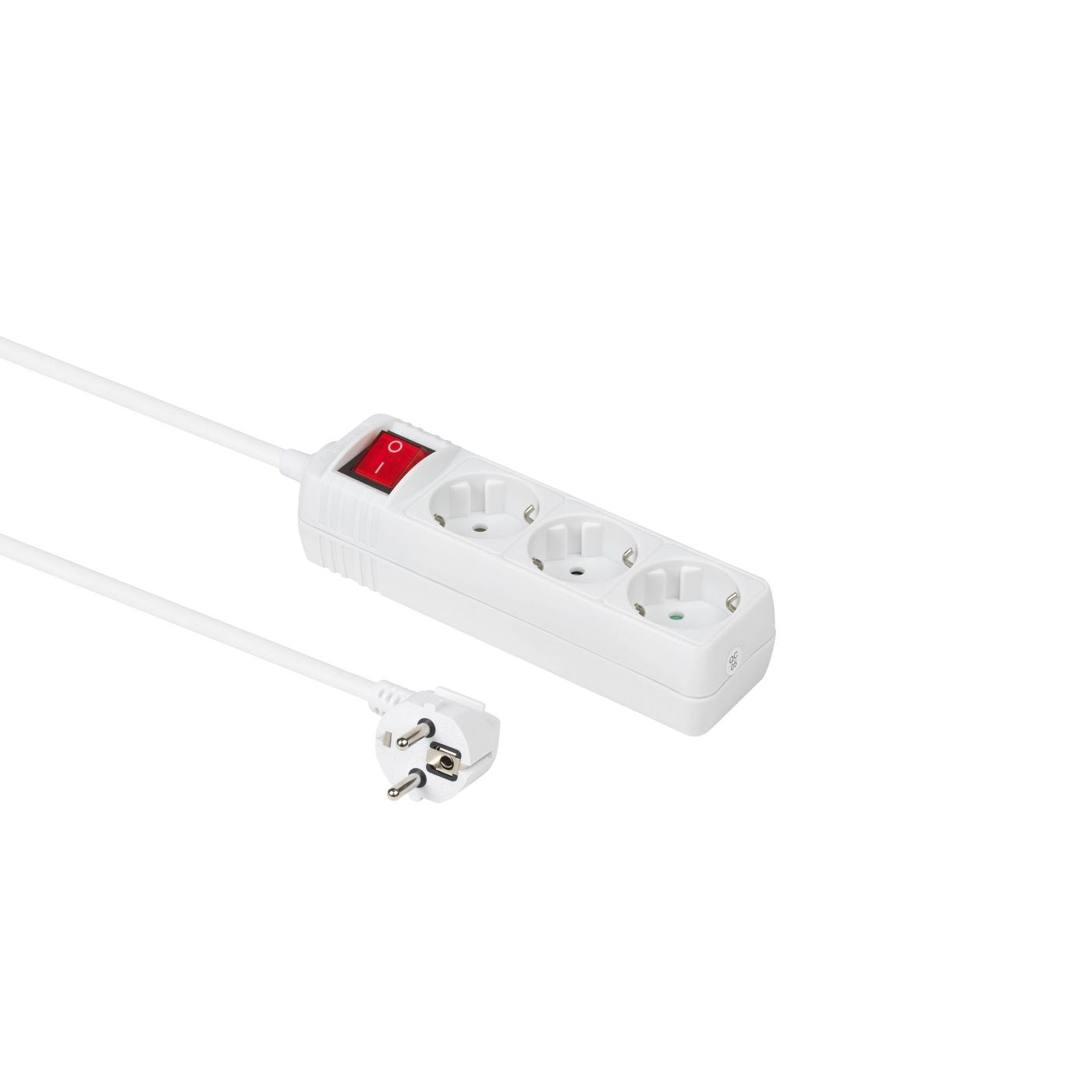 Microconnect Steckdosenleiste – 3× Schuko (Typ F), 5 m, mit Schalter, Weiss