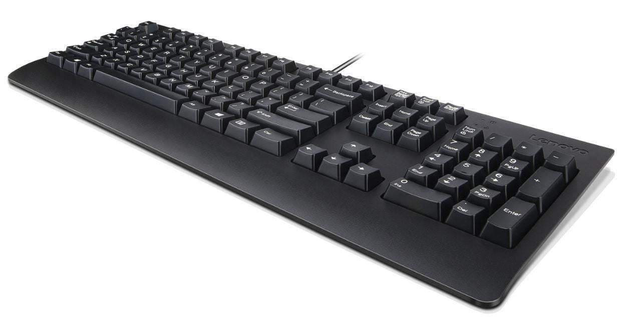 Lenovo Tastatur – 100% – kabelgebunden – USB – QWERTY (Nordisch) – mit Handballenauflage – schwarz