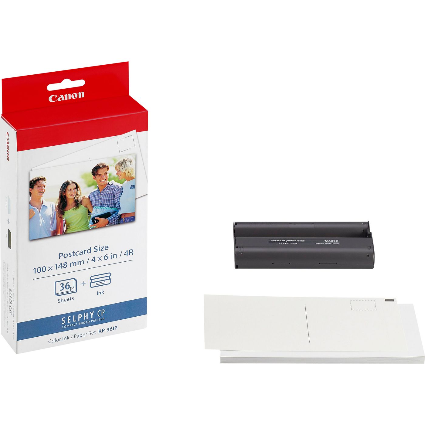Canon Selphy Papier-Set – glänzend, 100 × 148 mm, 260 g/m², 36 Blatt, inkl. 1 × Farbband, einseitig – für Selphy