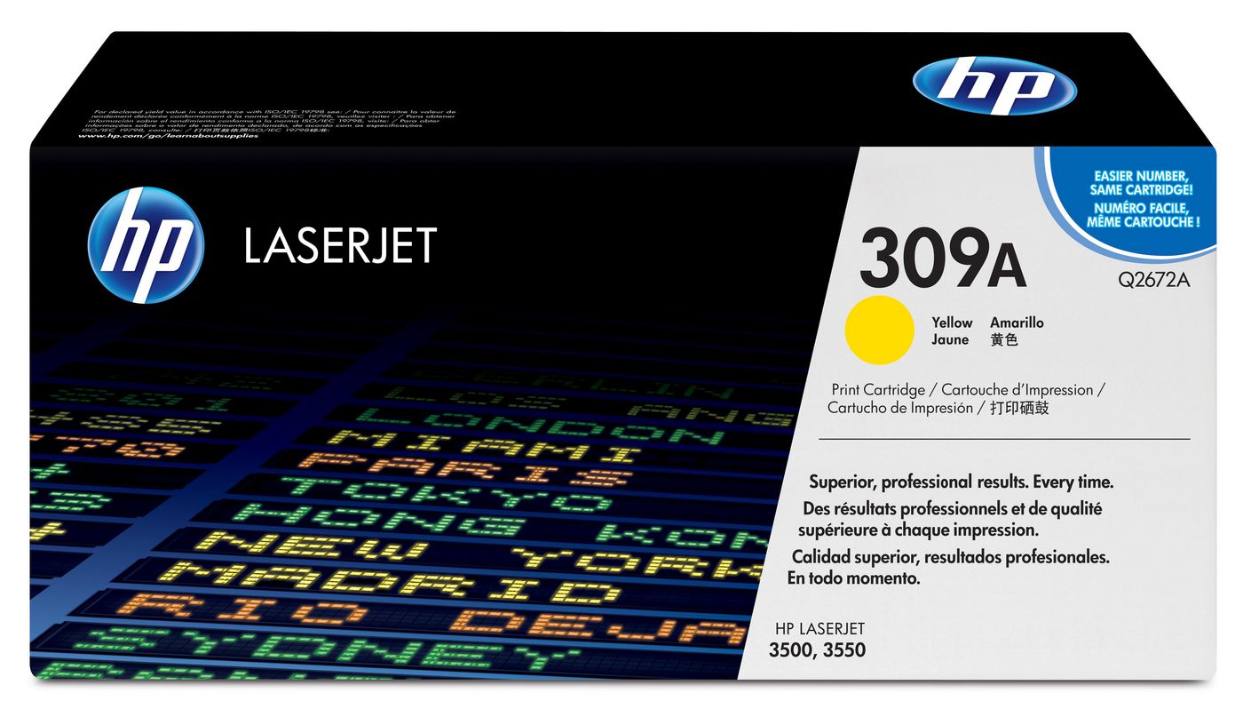 HP 309A (Q2672A) Gelber Toner – Original – 4'000 Seiten – für HP LaserJet 3500/3550