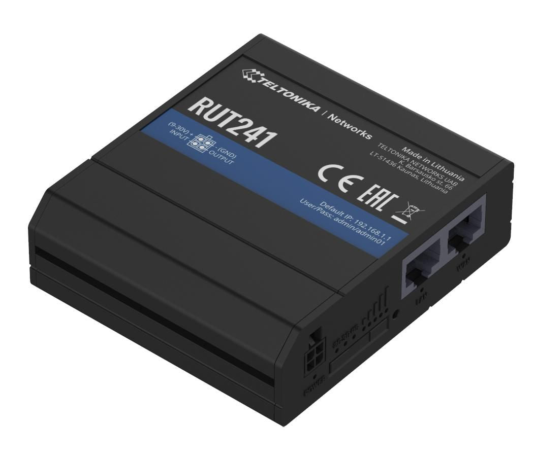 Teltonika RUT241 – LTE Router, Wi‑Fi 4, 1× GbE, 1× SIM, Schwarz