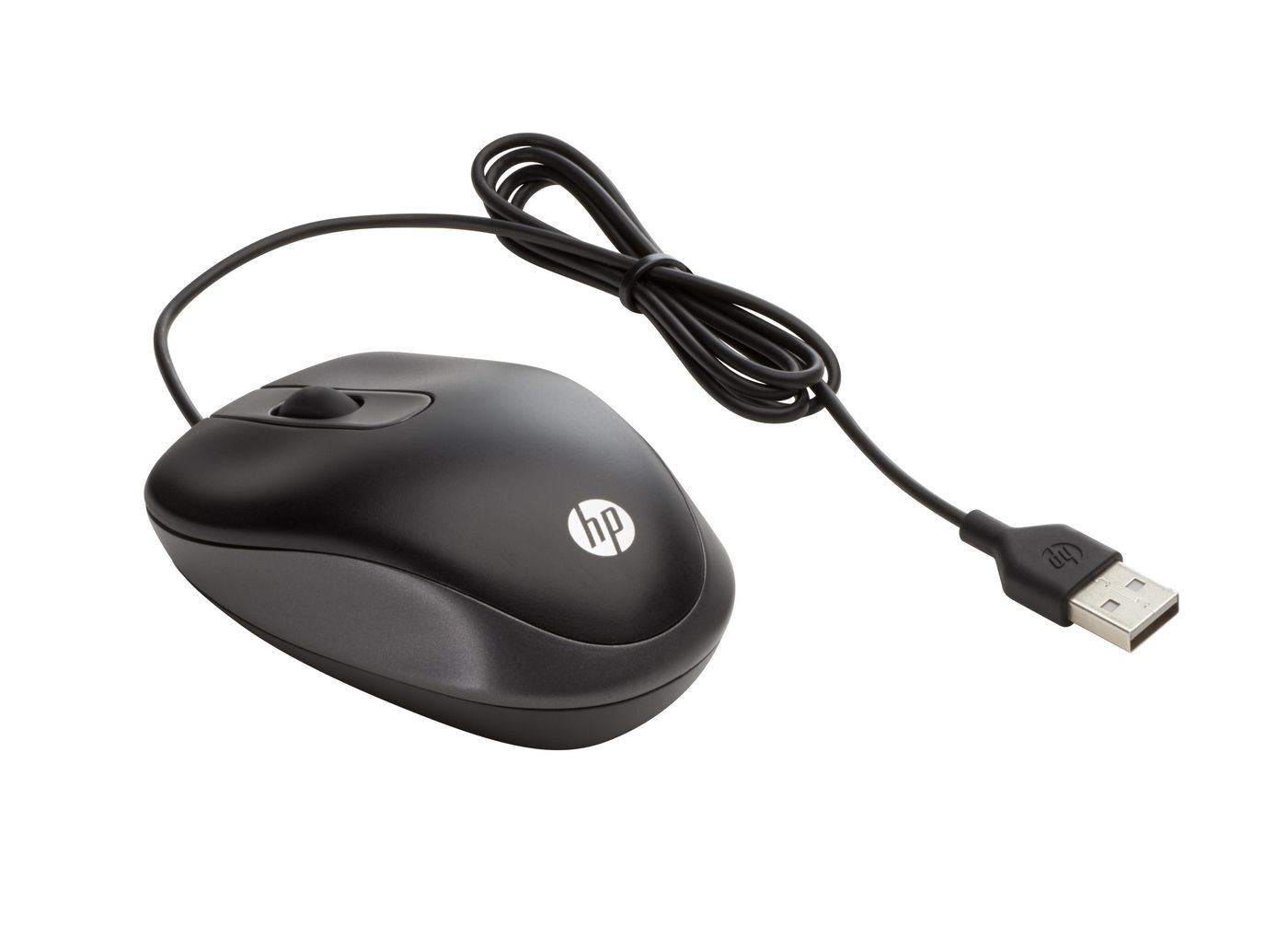 HP USB Travel Mouse – Maus – Kabelgebunden (USB‑A), beidhändig, Schwarz