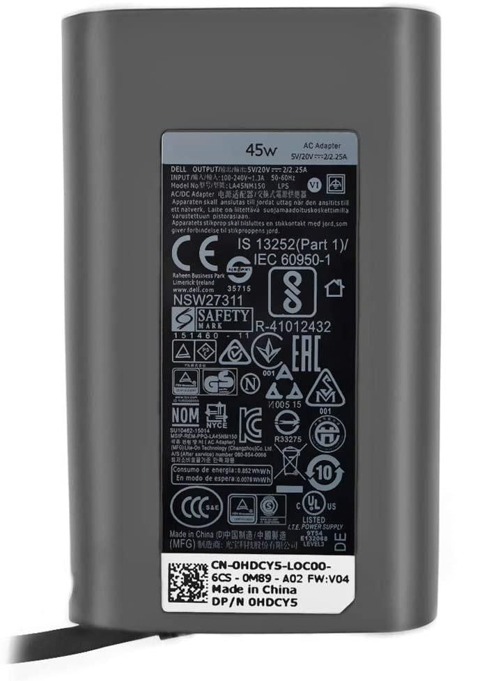 DELL AC-Adapter 45 W (19,5 V) – USB-C, PD 2.1, IEC C6 Eingang