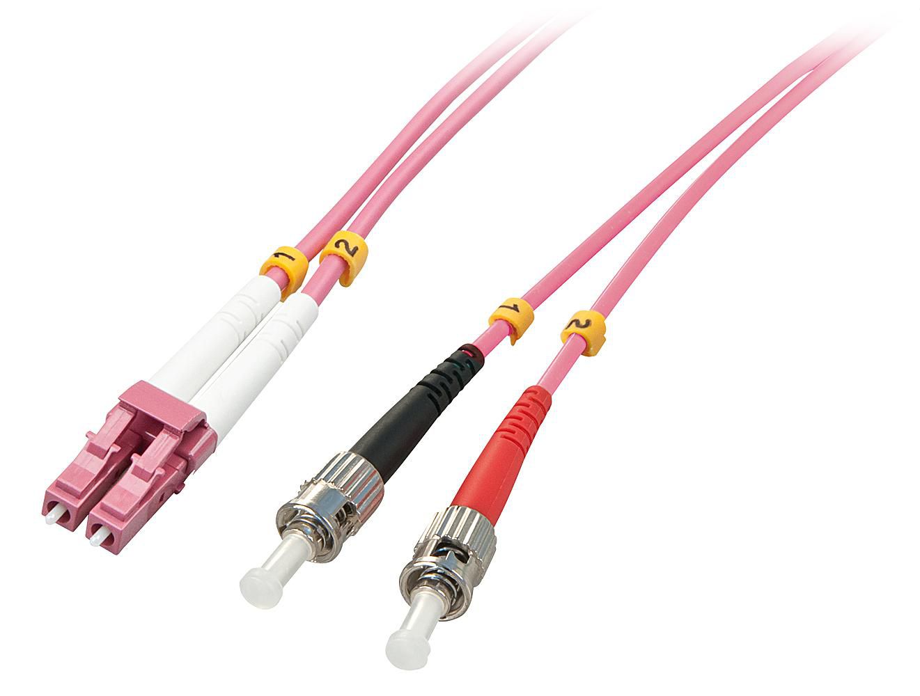 Lindy LWL-Patchkabel – LC–ST, Multi-Mode (OM4), 2 m, Pink, Duplex