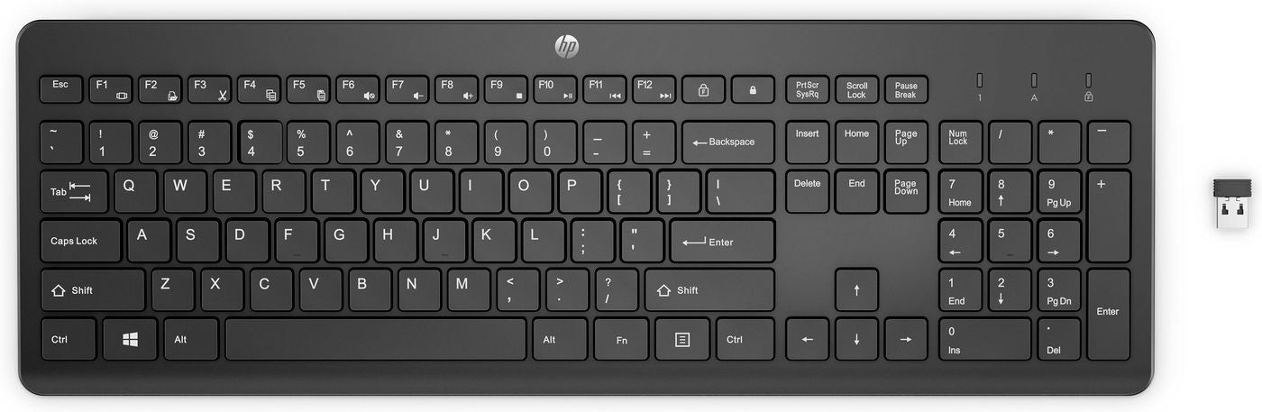 HP 230 – Tastatur – Membran – 2,4 GHz USB-A (Empfänger) – Schwarz
