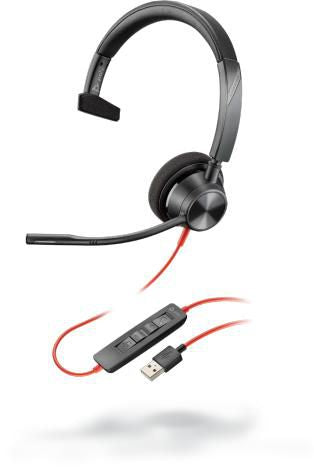 Poly Blackwire 3310 BW3310-M Office-Headset – On-Ear, Mono, Kabel (USB-C), Schwarz