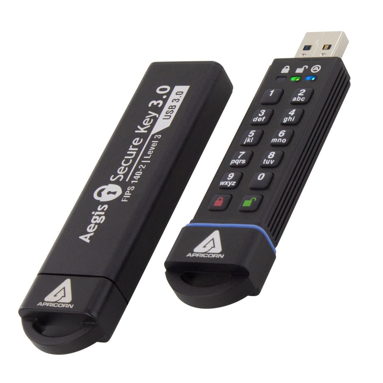 Apricorn Aegis Secure Key 3.0 – 1 TB, USB 3.2 Gen 1 Typ-A, Hardwareverschlüsselung, FIPS 140-2, IP68