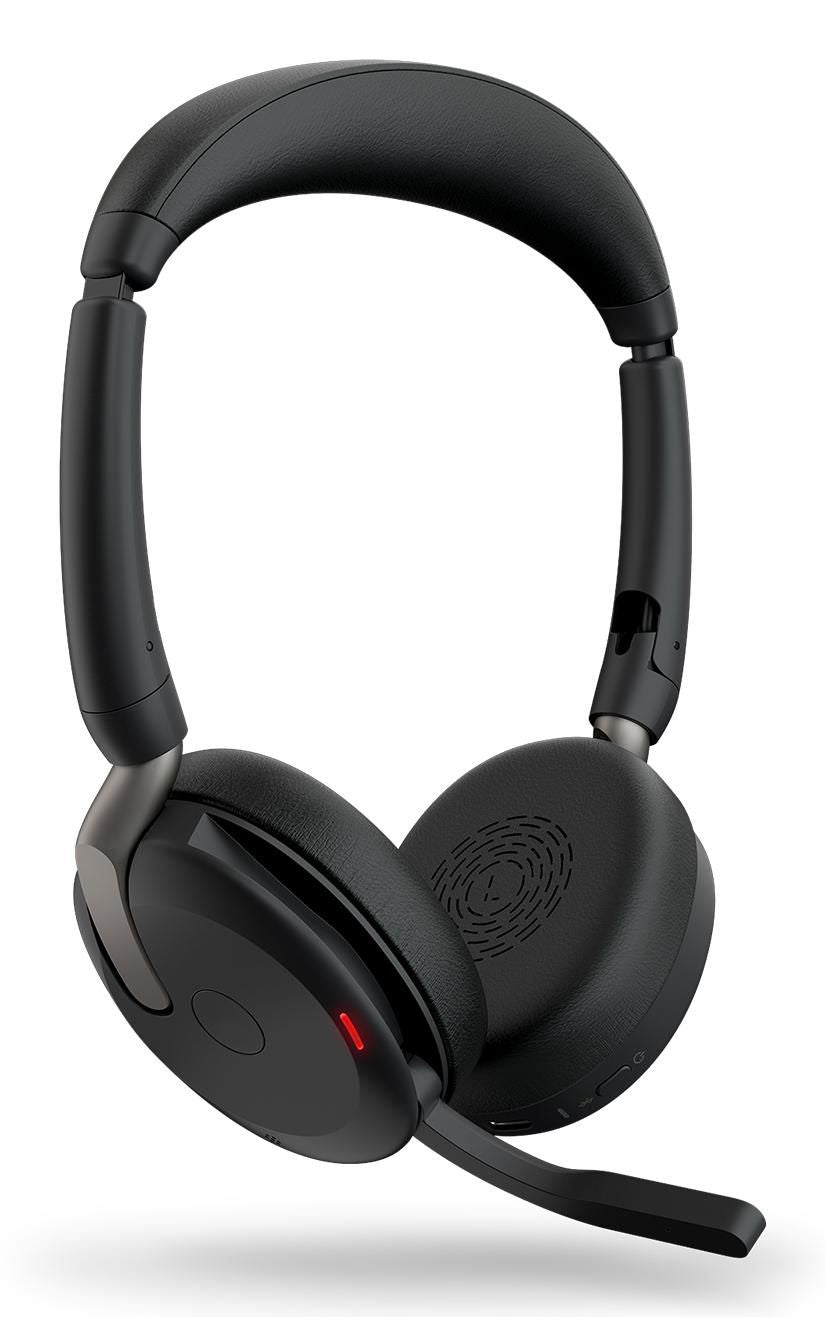Jabra Evolve2 65 Flex Office-Headset – On-Ear, Stereo, Kabel + BT, ANC, mit USB-A-Dongle, Schwarz, BT 5.2