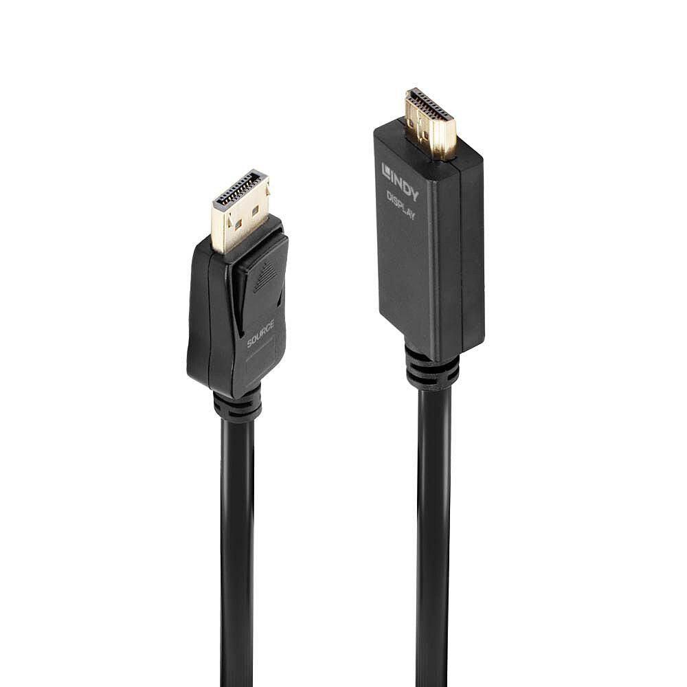 Lindy DisplayPort (Stecker) auf HDMI (Stecker) Adapter, DP 1.2, 4K@30 Hz, 2 m, passiv