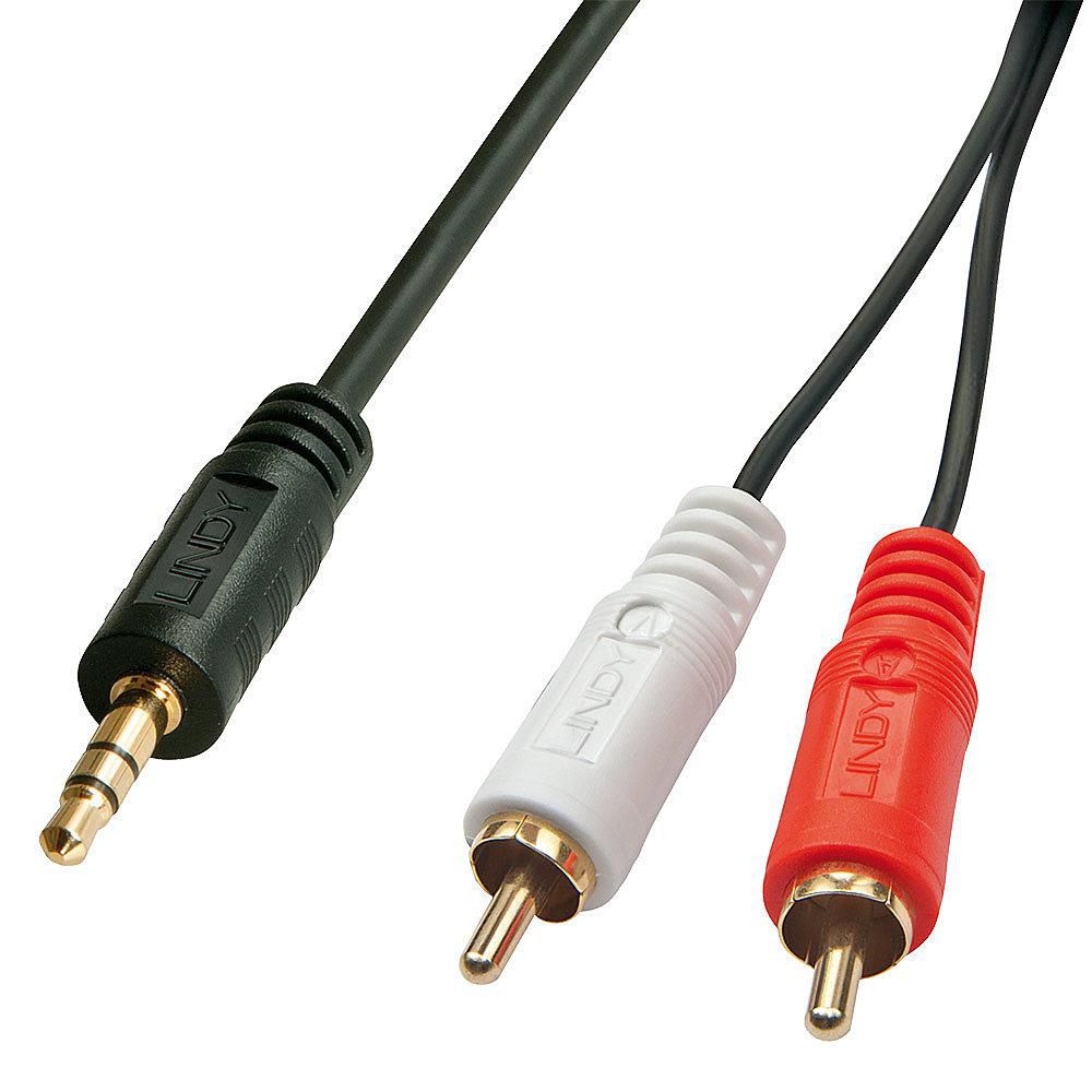 Lindy Audio-Adapterkabel 2×RCA (Stecker) auf 3,5 mm Klinke (Stecker) – 2 m, 3-polig (TRS)