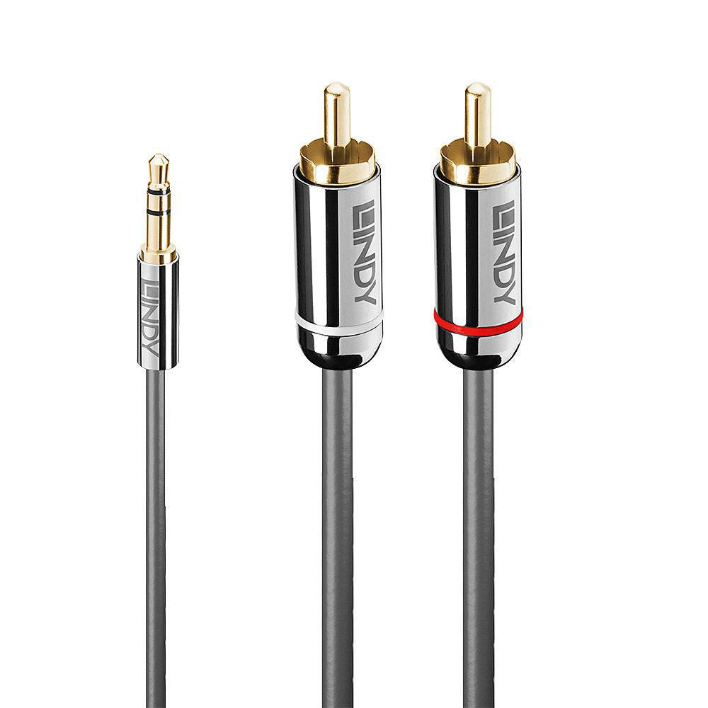 Lindy Audio-Adapterkabel 3,5 mm Klinke (Stecker) auf RCA (Stecker) – 2 m, 3-polig (TRS), anthrazit