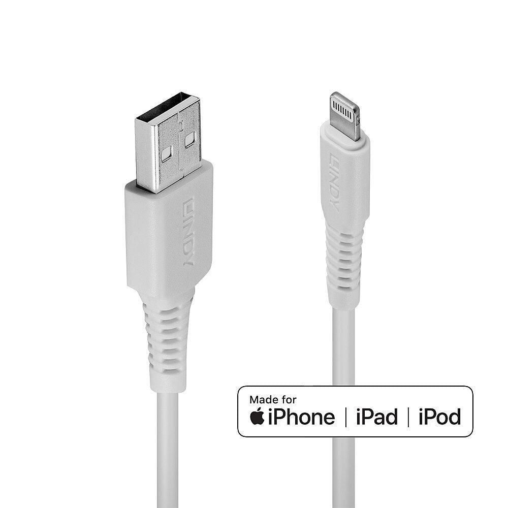 Lindy USB auf Lightning Kabel, 3 m, Weiss – für iPhone, iPad, iPod