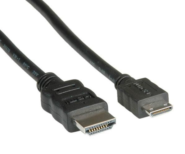 VALUE Mini HDMI auf HDMI Kabel HDMI 1.4 4K 30 Hz – 2 m – ARC, Ethernet