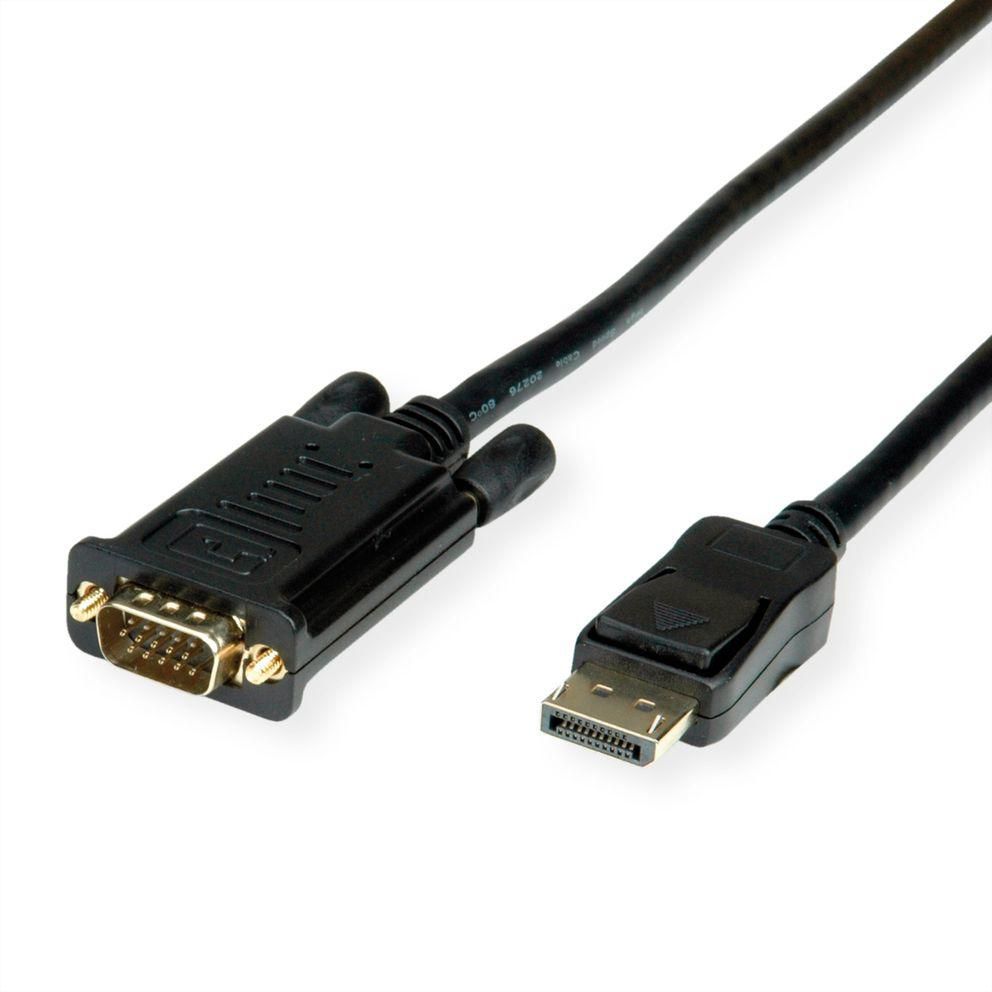 VALUE DisplayPort-zu-VGA-Kabel – 1920 × 1080 @ 60 Hz, 5 m, mit Handverriegelungsschrauben – Schwarz